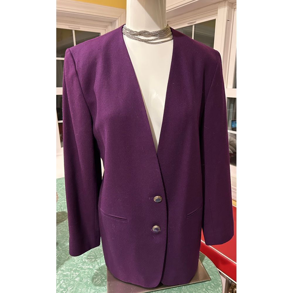 Gorgeous VTG eggplant Pendleton Wool Suit Skirt sz 14p Blazer sz 10p USA petite‎